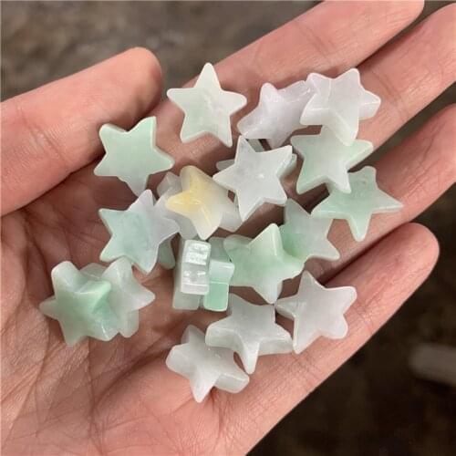 5PC Natural jade Emerald Tri-coloured five-pointed star Bead Accessories DIY Bangle Charm Jewellery Fashion Hand-Carved Amulet