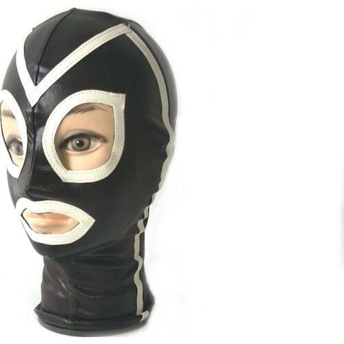NEW leather bdsm bondage restraints Leaky eyes mouth with zipper bondage hood headgear sex adult games sex product women