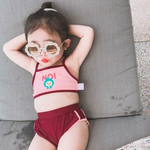 New Korean Style Children Swimwear 2pcs Swimsuit Girls Kids Quick-Drying Swimming Princess BathSuit Swim Beach Wear