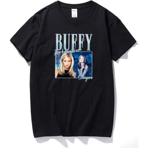 New Graphic Tees Men Streetwear Buffy the Vampire Slayer Rapper T Shirts Vintage 90s Woman Tshirts Tops Cotton T-shirts EU Size