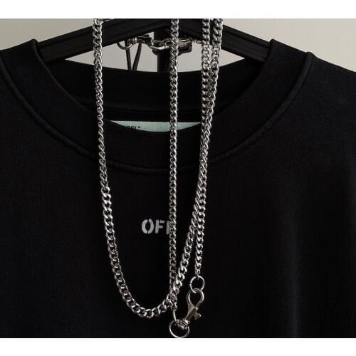 Fashion hip hop punk double buckle personality necklace thick chain sweater chain hot sale