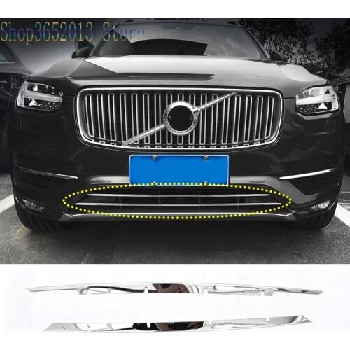 For Volvo CX90 2017-2018 Stainless steel Front Bumper Lower part Grille Moulding cover trim strips Car Styling Accessories 2pcs