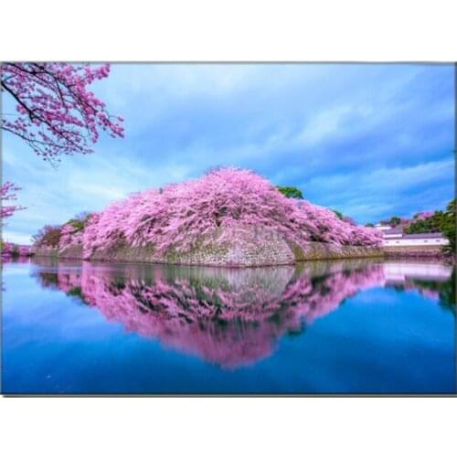 Sakura City by Fujiwara Yoshiki Quan 5D DIY Diamond Painting Embroidery Sale Rhinestone Mosaic Home Decoration Landscape Paintin