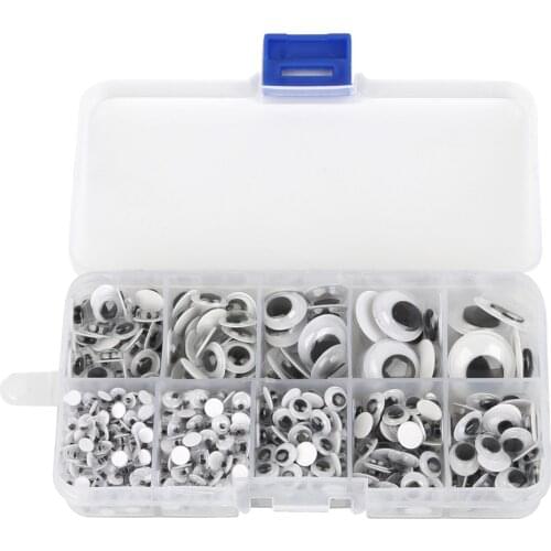 700PCS/box 10 grid 4-15mm Mixed Random Self-adhesive Googly Wiggly Eyes For Toy Doll Accessories DIY Sewing Craft Supplies