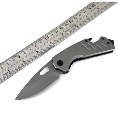 Free shipping Folding Knife a sharp 440C Steel Small Pocket Knife Grey titanium handle Outdoors Survival Knife EDC Tool