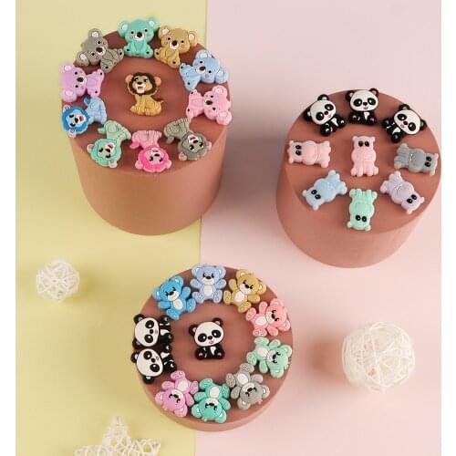 Sunrony 10pcs New Baby Silicone Beads Cartoons Koala Animal Chewing Pandent Accessories DIY Jewelry Pacifier Clip Teething Toy