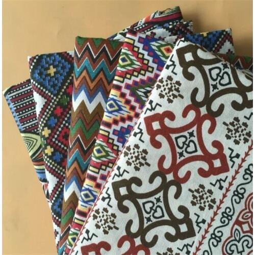 Retro Patterns Printed Linen Cotton Fabric Patchwork Quilting Canvas Cotton Linen Material For Tablecloth Photo Background