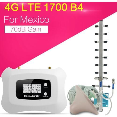 4G Internet Signal Amplifier 1700/2100 4G LTE 1700MHz Gain 70dB Cell Signalling 4G Mobile Phone Booster Cellular Signal Repeater