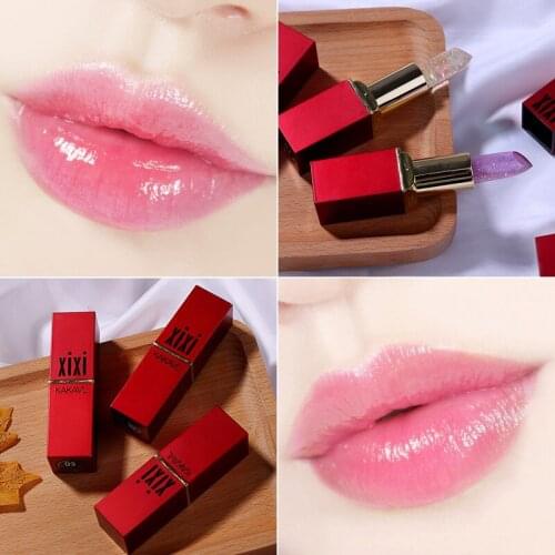 Xixi moisturizing lipstick long lasting gold foil crystal lip balm 3.8g temperature change color flower jelly lipstsick AC049