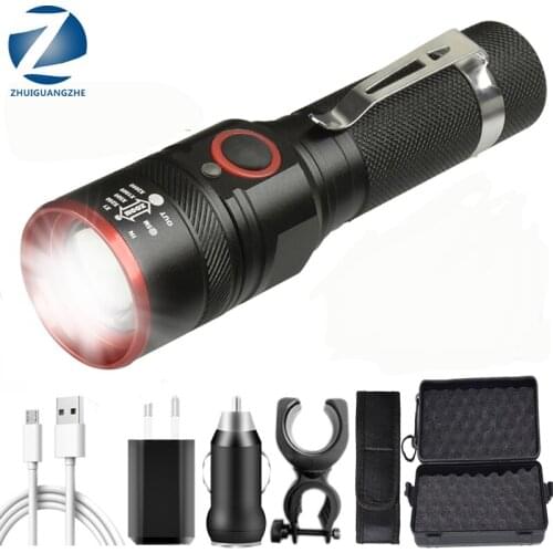30000lm XM-L T6 Led Flashlight USB Rechargeable 18650 Battery Torch Aluminum Waterproof 3 Mode Lantern For Cycling Camping