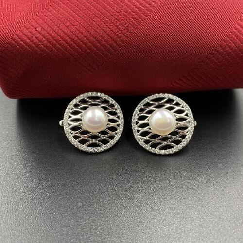 Sinya Natural pearls Earring in 925 Stering silver for women wife mother high luster pearl diameter 8-8.5mm