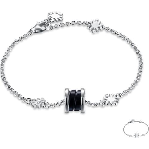 ZEMIOR 925 Sterling Silver Womens Bracelet Trendy Ceramics Scroll Wheel Charm Bracelets Female Luxury Jewelry Birthday Gift