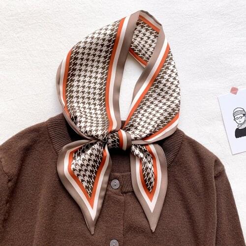 KOI LEAPING Aesthetic fashion printing long silk scarf female multi-function decorative scarf headband tie wrist strap bag belt