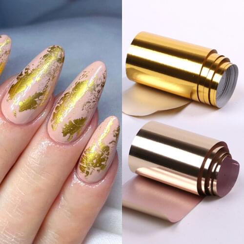 1 Roll Nail Foils Transfer Stickers Mirror Gold Sliver Starry Paper Manicure Decor Fashion Nail Art Tips 100*4cm NF996-1