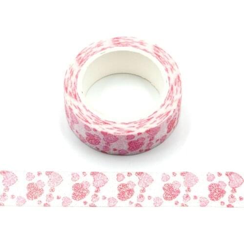 1 PC Pink Love Glitter Washi Tape Adhesive Tapes DIY Decorative Scrapbooking Photo Color Masking Tape School Supplies