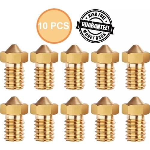 PCS/LOT 10 Nozzle Filament Extruder Threaded 3D Printer Accessories Nozzles 0.2 0.3 0.8mm Copper 1.7mm Filaments for V5 V6 M6