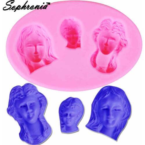 10PCS/SET New arrival Western Woman Face Silicone Sugar Mold Fondant Chocolate Mold Cake Decorating DIY Tool m915