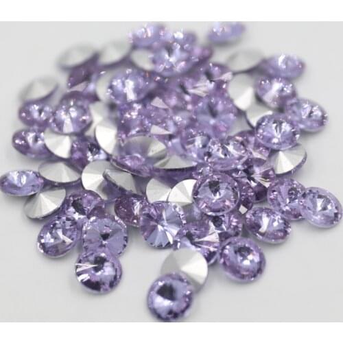 100pcs/lot Violet Color 8mm,10mm,12mm,14mm,16mm,18mm,20mm Chinese Top Quality Round Fancy Stone Rivoli glass beads