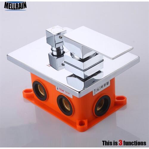 2 &3 ways wall mounted bathroom shower faucet water separator valve brass bathroom bath mixer chrome embedded box free shipping