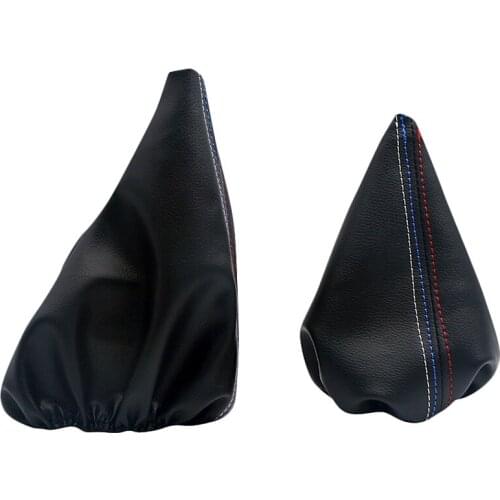 2 Pcs/Set New Car Shift Knob Stick Handbrake Leather Gaiter Boot Cover Case Gear Shift Collar For Bmw 3 Series E36 E46 M3