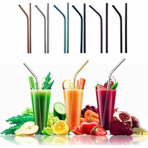3Pcs/lots Reusable Drinking Straw High Quality 304 Stainless Steel Metal Straw And Cleaner Brush For Mugs