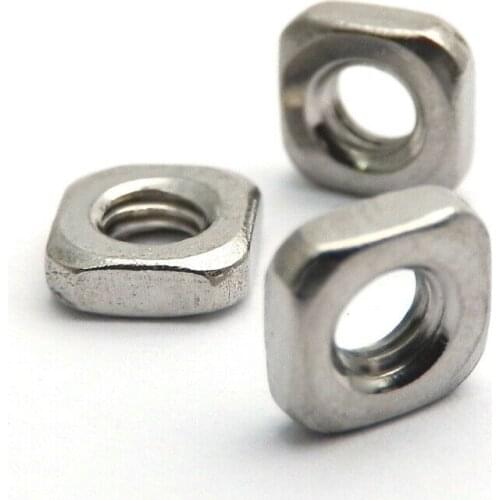 50pcs/lot M3 M4 M5 M6 M8 Square Nuts 304 Stainless Steel Thin Nuts Thin Nuts Blocks DIN562 High Quality M3x5.4x1.8 M5x8x2.6mm