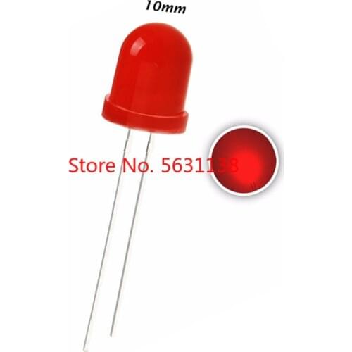50pcs 10mm Red Diffused Emitting Diode LED 620nm - 625nm Lamp DC 2V 20mA DIP Light Beads Factory direct sales chip led cree leds