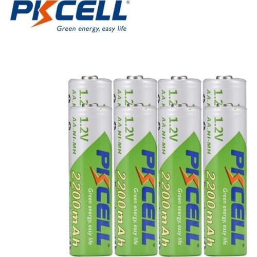 8Pcs PKCELL aa 2200MAH 1.2V Ni-MH AA rechargeable battery Low Self-Discharge aa Batteries and 2Pcs AA/AAA battery storage box