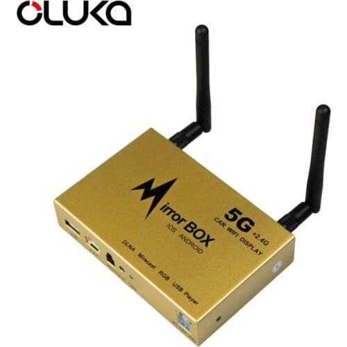 Car Wifi 5G Mirror Box for Android iOS Mobile Phone Navigation to LCD Monitors Universal A/V Mirror Link Converter