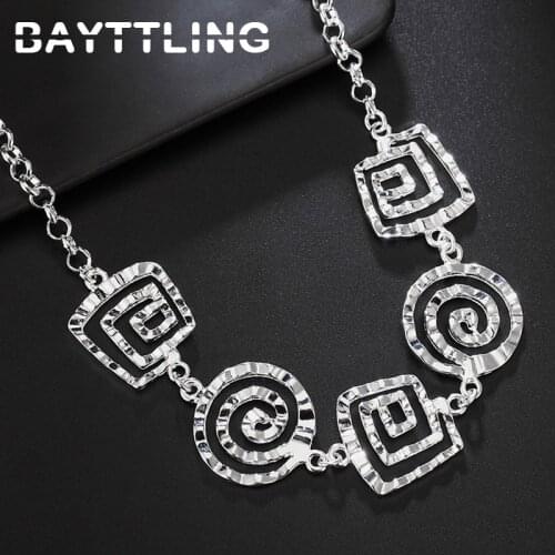 BAYTTLING 925 Sterling Silver 18 Inch Square Thread Round Pendant Necklace For Woman Fashion Luxury Party Christmas Jewelry Gift