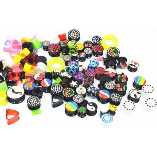 Free Shippment 300pcs Body Jewelry-Acrylic Ear Plugs Ear Tunnels Earlets Expanders Gauges Mix sizes colors Ear Piercing Jewelry