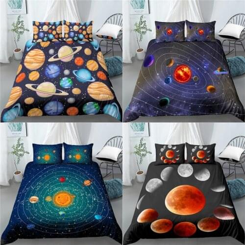 Home Living Luxury 3D Solar System Print 2/3Pcs Comfortable Duvet Cover PillowCase Bedding Sets Queen and King EU/US/AU Size