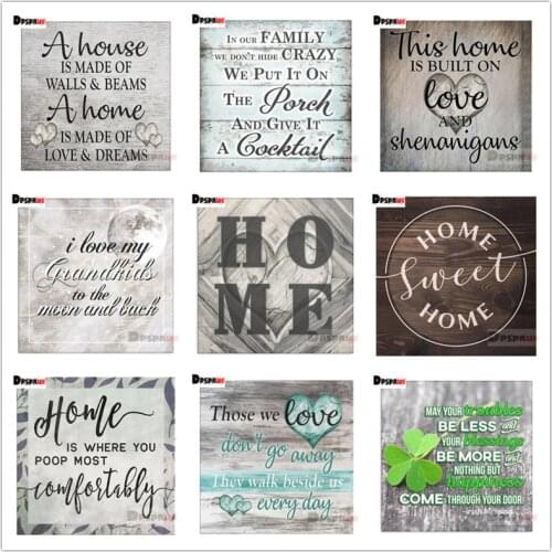 Dpsprue 5D DIY Square/Round Diamond painting Cross stitch Home Text 3d embroidery mosaic Wall sticker Gift Home Decoration D012