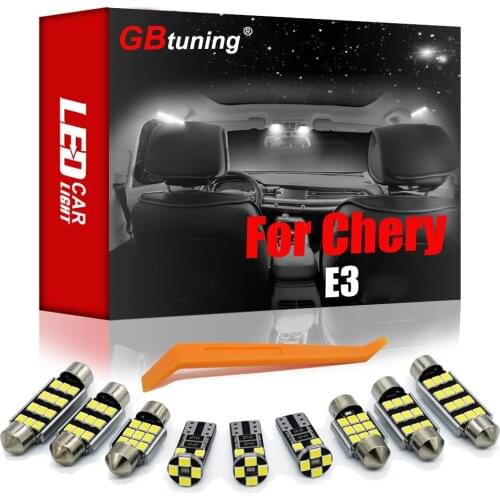 GBtuning Canbus Error Free LED 10PCS For Chery E3 2013+ Vehicle Interior Dome Map Bulb Trunk Indoor Lamp Light Accessories Kit