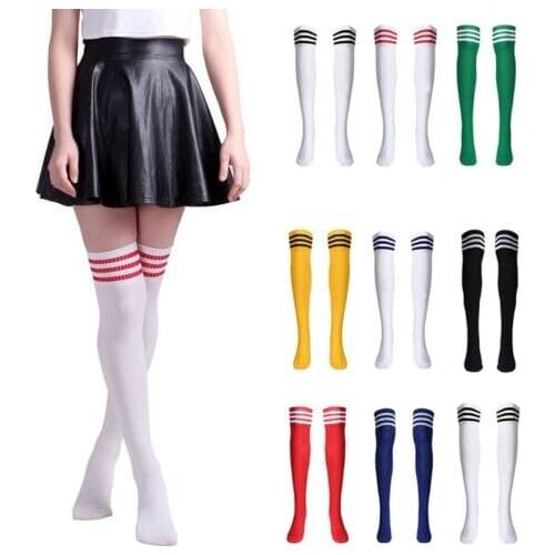 Fashion Ladies Girls Warm Long Stockings Striped Knee Socks Sexy Medias Women Cotton Thigh High Over The Knee Stockings