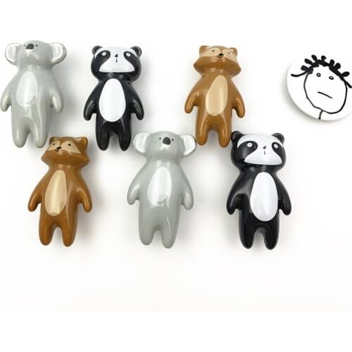 Ceramic Carton Knob Panda Fox Koala Shaped Children Room Hardware Museum Cabinet Knobs Drawer Knobs for Kids/Children