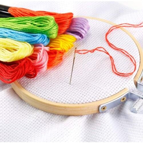 10Pcs Handcraft Embroidery Circle Bamboo Hoops Cross Hoop Ring Support Aid Tool