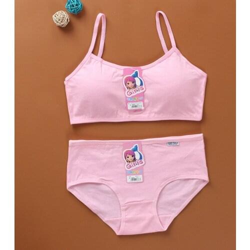 Girls bra set training bra period pure cotton without steel ring sling with insert piece pure color summer girls students