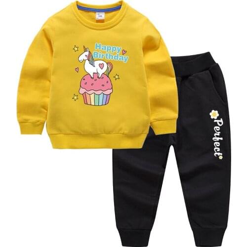 Girls Clothing Sets Autumn for Children 2021 New Trend Unicorn Long Sleeve +Pants 2pcs Baby Boys Girls Sports Suits Kids Clothes