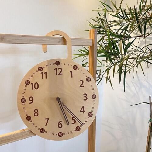 1Pc Nordic Round Wooden Hanging Wall Clock Home Living Room Non-Ticking Silent Decorative Ornament