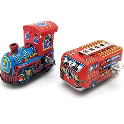 Locomotive Fire Truck Robot Collection Tin toys Classic Motorbike Clockwork Wind Up Tin Toys For Adult Kids Collectible Gift