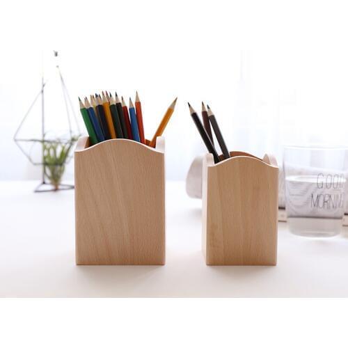Multi-Use Wooden Pen Container Modern Style Office Organizer Table Storage Box Natural Wood Sundries/Cosmetic Box Decor