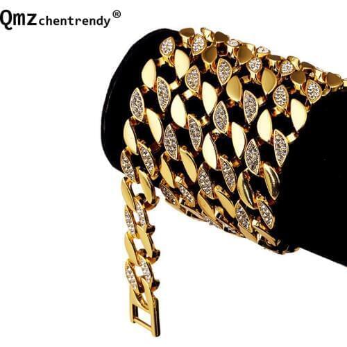 Mens Hip Hop Extra-coarse Cuban Hip hop Necklace Gold Electroplated MIAMI CUBAN LINK Shiny Diamante Curb Chain Necklaces