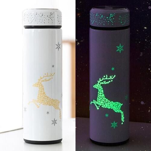 Bpa-Free 500ml Luminous Thermos Cup 304 Stainless Steel Vacuum Flask With Tea Stainer Glowing At Night Thermos Water Bottle