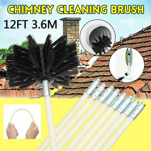 1 Set Nylon Brush Long Handle Flexible Pipe Rods for Chimney Boiler House Cleaner Cleaning Tool Kit