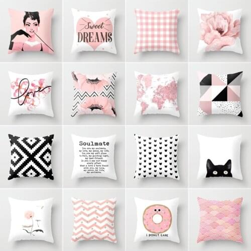 Nordic New Portrait Pink Simple Style Pillow Cover Car and Sofa Big Cushion Throw Pillowcase Nap Pillow