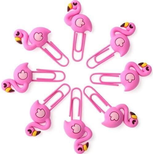 New creative cute Flamingo unicorn metal memo paper clips set index bookmark for books office school stationery supplies