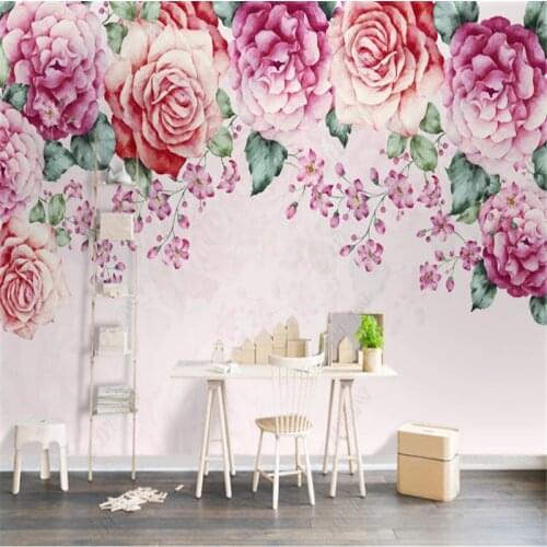 Simple and Elegant Pastoral Rose Flower Wallpaper for Living Room Retro TV Sofa Background Wall Paper Mural Papel De Parede 3d