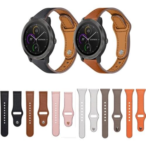 20mm 22mm Genuine Leather Band Strap For Garmin Vivoactive 3 Music / Forerunner 645 645M 245 245M / Venu Sq