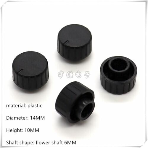 10 Piece 14X10MM black plastic knob cap potentiometer encoder switch knob is suitable for flower shaft 6MM
